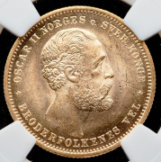 20 крон - 5 спесидалеров 1875 (Норвегия) (в слабе)