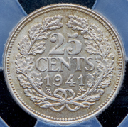 25 центов 1941 (Нидерланды) (в слабе)