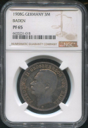 3 марки 1908 (Баден) (в слабе)