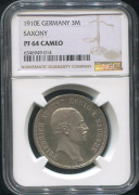 3 марки 1910 (Саксония) (в слабе)