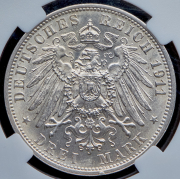 3 марки 1911 "25-летие свадьбы Вильгельма и Шарлоты" (Вюртемберг) (в слабе) F
