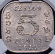 5 центов 1910 (Цейлон) (в слабе)