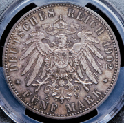 5 марок 1902 "Смерть Альберта Саксонского" (Саксония) (в слабе)