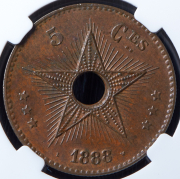 5 сантимов 1888 (Бельгийское Конго) (в слабе)