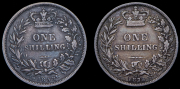 Набор из 2 сер. монет 1 шиллинг 1858, 1878 (Великобритания)