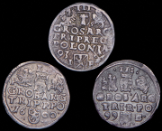 Набор из 3 сер. монет Трояк - 3 гроша (Польша)