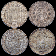 Набор из 4 памятных сер. монет 2 кроны 1907-1938 (Швеция)