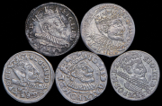 Набор из 5 сер. монет Трояк (Сигизмунд III)
