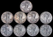 Набор из 9 сер. монет 1/2 доллара (США)