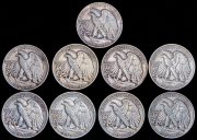 Набор из 9 сер. монет 1/2 доллара (США)