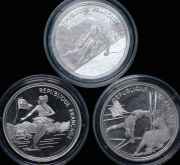 Набор из 9 монет 100 франков 1992 "Зимние олимпийские игры в Альбервиле" (Франция) (в п/у)