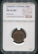 2 пфеннига 1939 (Германия) (в слабе)