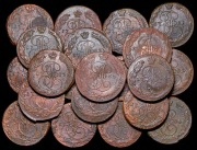 Набор из 21 медной монеты 5 копеек 1763 - 1786