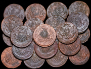 Набор из 22 медных монет 5 копеек 1763 - 1788