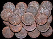 Набор из 22 медных монет 5 копеек 1763 - 1788