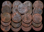 Набор из 25 медных монет 5 копеек 1759-1791