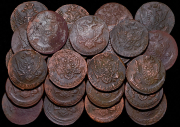 Набор из 27 медных монет 5 копеек 1758-1791