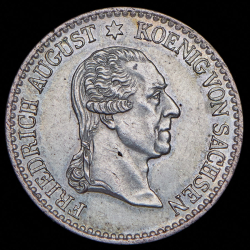 1/6 талера 1827 "В память короля Фридриха Августа I" (Саксония)