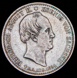 1/6 талера 1854 "Смерть Короля Фридриха Августа II" (Саксония)