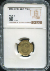 10 марок 1882 (Финляндия) (в слабе)