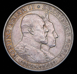 2 кроны 1907 "50 лет свадьбе Короля Оскара II и Леди Софии" (Швеция)