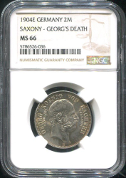 2 марки 1904 "Смерть короля Георга" (Саксония) (в слабе)