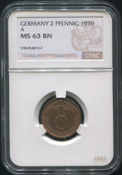 2 пфеннига 1939 (Германия) (в слабе)