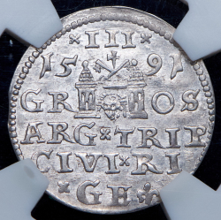 3 гроша 1591 (Рига) (в слабе)
