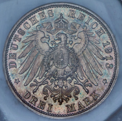 3 марки 1913 "100-летие битвы при Лейпциге" (Саксония) (в слабе) Е