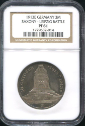 3 марки 1913 "100-летие битвы при Лейпциге" (Саксония) (в слабе)