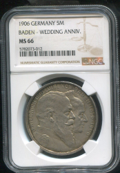 5 марок 1906 "50 лет свадьбе Фридриха I и Луизы Прусской" (Баден) (в слабе)