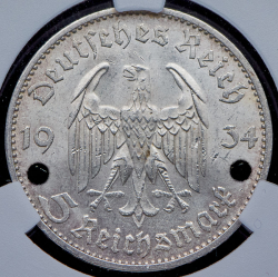 5 марок 1934 (Германия) (в слабе) D