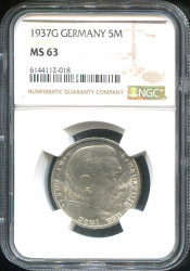 5 марок 1937 (Германия) (в слабе)