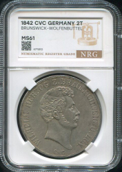 Двойной талер 1842 (Брауншвейг-Вольфенбюттель) (в слабе)