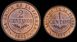 Набор из 2 монет 1883 (Боливия)