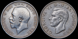 Набор из 2 сер. монет 1/2 кроны 1918, 1941 (Великобритания)