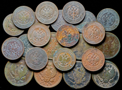 Набор из 23 медных монет 2 копейки