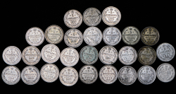 Набор из 28 сер. монет 5 копеек (XIX - XX вв.)