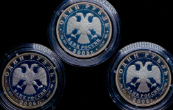 Набор из 3 сер. монет Рубль 2005 "Красная книга"  СПМД