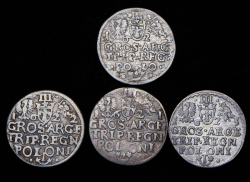 Набор из 4 сер. монет Трояк 1621-1624 (Сигизмунд III)