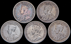 Набор из 5 сер. монет 10 центов 1912-1916 (Канада)
