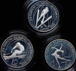 Набор из 6 монет 2005 "Олимпиада в Турине" 2006 (Италия) (в п/у)