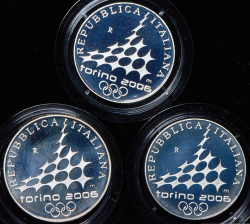 Набор из 6 монет 2005 "Олимпиада в Турине" 2006 (Италия) (в п/у)