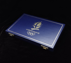 Набор из 9 монет 100 франков 1992 "Зимние олимпийские игры в Альбервиле" (Франция) (в п/у)