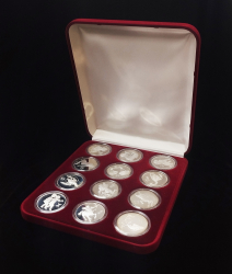 Полный комплект из 12 монет 3 рубля 2003-2004 "Знаки Зодиака" (в п/у)