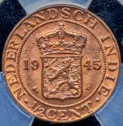 1/2 цента 1945 (Нидерландская Индия) (в слабе)