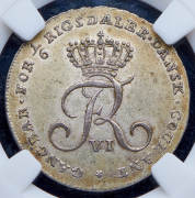 1/6 риксдалера1808 (Дания) (в слабе)