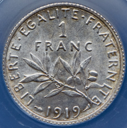 1 франк 1919 (Франция) (в слабе)