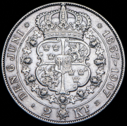 2 кроны 1907 "50 лет свадьбе Короля Оскара II и Леди Софии" (Швеция)