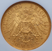 20 марок 1913 (Саксония) (в слабе) Е